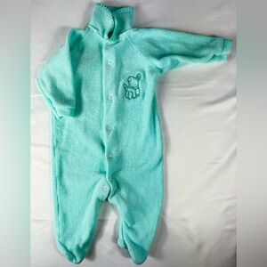 Vintage Toddletime JC Penny Unisex Footed Romper with Embroidered Bunny